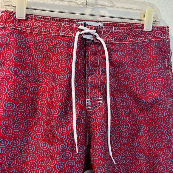 Men’s Trunks red circular printed swim trunks board shorts size medium M - Picture 3 of 6